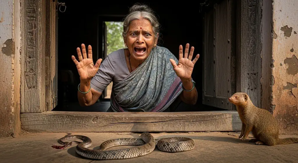 My Grandma horrified by the dead snake